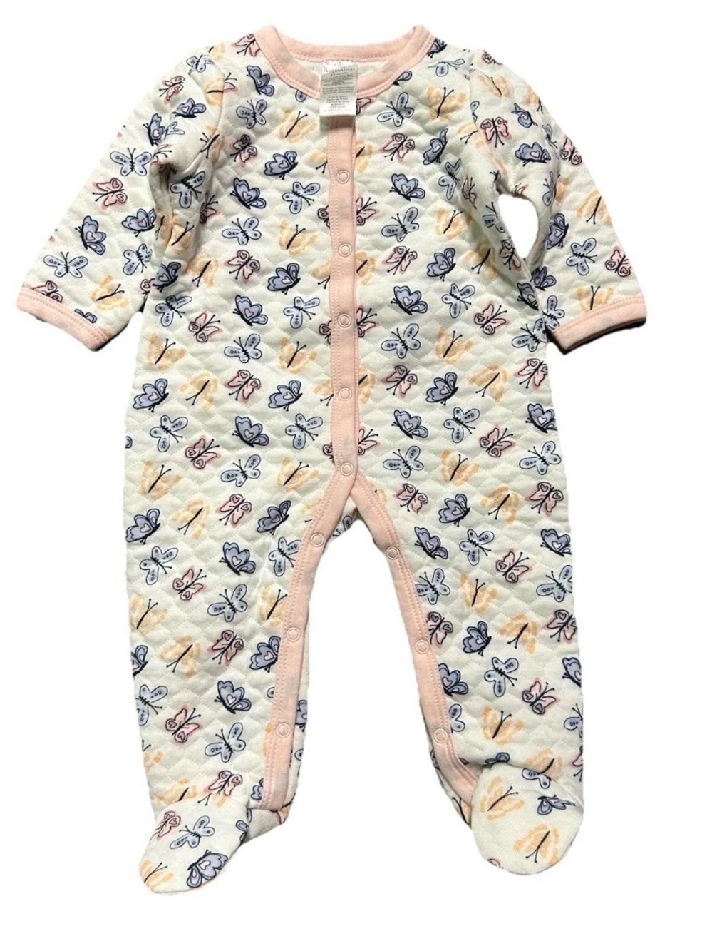 Baby Girl Little Beginnings Footie Pajamas Butterflies Size 6-9 Months